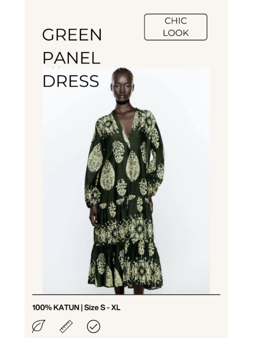 Zara Green Printed Panel Tired Dress - Picture 2 of 15